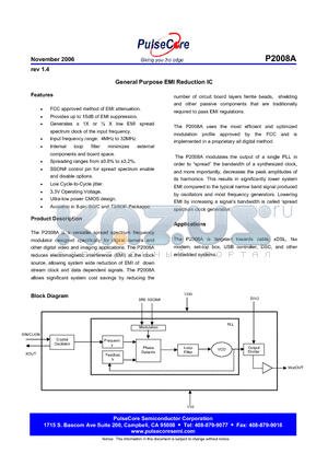 P2008AG-08SR datasheet - General Purpose EMI Reduction IC