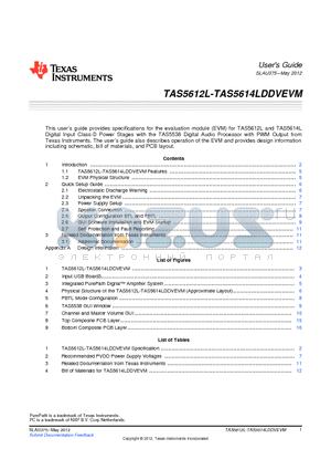 GRM21BR61C106KE15L datasheet - TAS5612L-TAS5614LDDVEVM