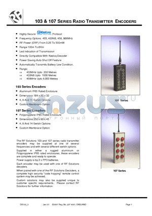 FM-103C15-458NB datasheet - RADIO TRANSMITTER ENCODERS