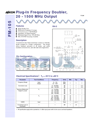 FM-105 datasheet - Plug-In Frequency Doubler, 20 - 1500 MHz Output