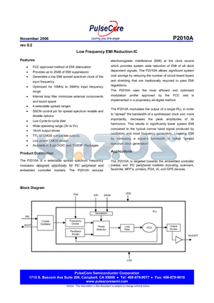 P2010A datasheet - Low Frequency EMI Reduction IC