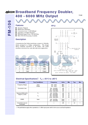 FM-106 datasheet - Broadband Frequency Doubler, 400 - 6000 MHz Output