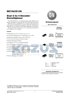 MC74LVX139DR2 datasheet - Dual 2-to-4 Decoder/Demultiplexer