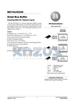 MC74LVX240DTR2G datasheet - Octal Bus Buffer