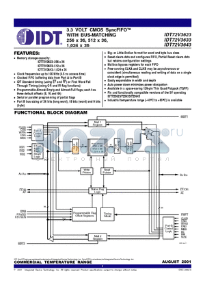 IDT72V362310PF datasheet - 3.3 VOLT CMOS SyncFIFO WITH BUS-MATCHING 256 x 36, 512 x 36, 1,024 x 36