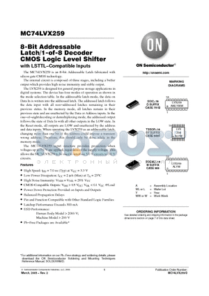 MC74LVX259 datasheet - 8-Bit Addressable Latch/1-of-8 Decoder CMOS Logic Level Shifter with LSTTL−Compatible Inputs