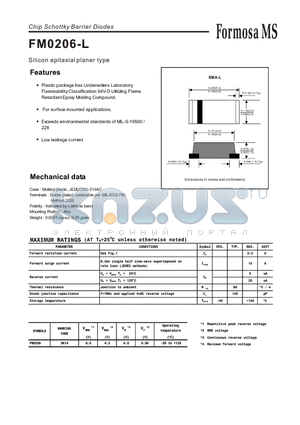 FM0206-L datasheet - Chip Schottky Barrier Diodes - Silicon epitaxial planer type