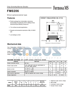 FM0206 datasheet - Chip Schottky Barrier Diodes - Silicon epitaxial planer type