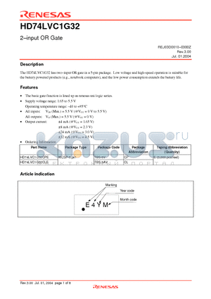 HD74LVC1G32CPE datasheet - 2-input OR Gate