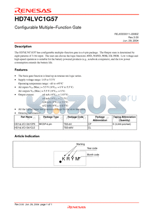 HD74LVC1G57 datasheet - HD74LVC1G57