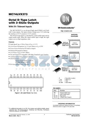 MC74LVX373DWR2G datasheet - Octal D-Type Latch with 3-State Outputs With 5V−Tolerant Inputs