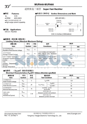 MUR440 datasheet - Super Fast Rectifier