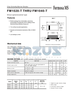 FM1020-T datasheet - Chip Schottky Barrier Diodes - Silicon epitaxial planer type