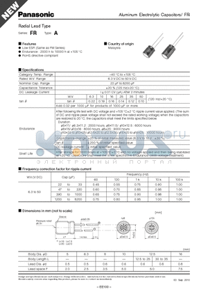 EEUFR0J331 datasheet - Radial Lead Type