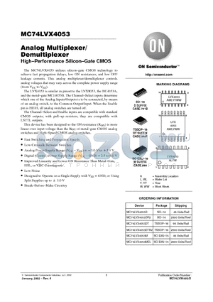 MC74LVX4053DT datasheet - Analog Multiplexer/ Demultiplexer High-Performance Silicon-Gate CMOS