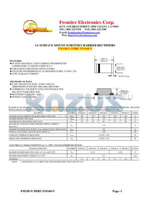 FM120-N datasheet - 1A SURFACE MOUNT SCHOTTKY BARRIER RECTIFIERS