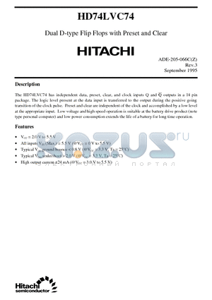 HD74LVC74 datasheet - Dual D-type Flip Flops with Preset and Clear