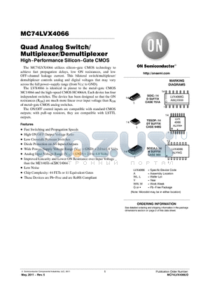 MC74LVX4066_11 datasheet - Quad Analog Switch/Multiplexer/Demultiplexer
