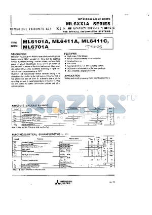 ML6411C datasheet - AIGaAs Laser Diodes emitting light beams around 780nm wavelength