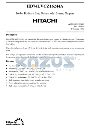 HD74LVCZ16244A datasheet - 16-bit Buffers / Line Drivers with 3-state Outputs