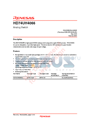 HD74UH4066 datasheet - Analog Switch