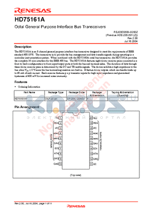 HD75161A datasheet - Octal General Purpose Interface Bus Transceivers