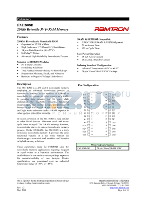 FM1808B-SG datasheet - 256Kb Bytewide 5V F-RAM Memory