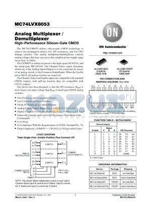 MC74LVX8053 datasheet - Analog Multiplexer/Demultiplexer