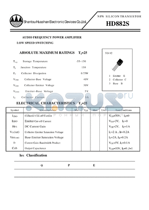 HD882S datasheet - NPN SILICON TRANSISTOR