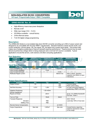 GRND-40A160 datasheet - NON-ISOLATED DC/DC CONVERTERS