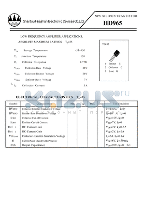 HD965 datasheet - NPN SILICON TRANSISTOR