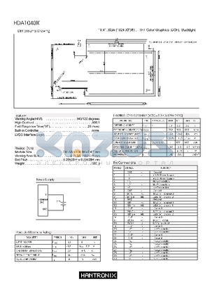 HDA1040X datasheet - Dimensional Drawing