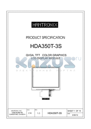 HDA350T-3S datasheet - QVGA, TFT COLOR GRAPHICS LCD DISPLAY MODULE