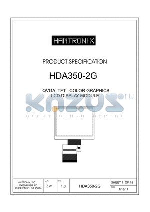 HDA350-2G datasheet - QVGA, TFT COLOR GRAPHICS LCD DISPLAY MODULE