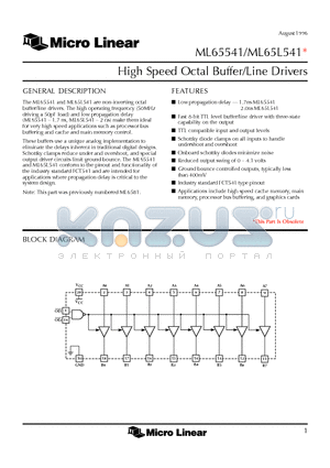 ML65541CS datasheet - High Speed Octal Buffer/Line Drivers
