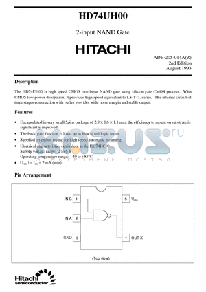 HD74UH00 datasheet - v2-input NAND Gate