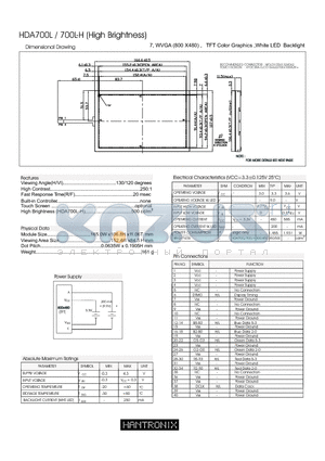 HDA700L datasheet - Dimensional Drawing