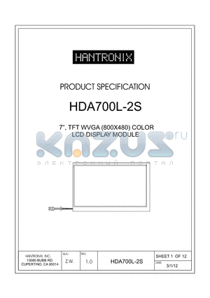 HDA700L-2S datasheet - 7, TFT WVGA (800X480) COLOR LCD DISPLAY MODULE