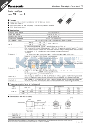 EEUTP1V222 datasheet - Aluminum Electrolytic Capacitors