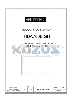 HDA700L-GH datasheet - 7, TFT WVGA (800X480) COLOR LCD DISPLAY MODULE