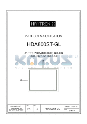 HDA800ST-GL datasheet - 8, TFT SVGA (800X600) COLOR LCD DISPLAY MODULE