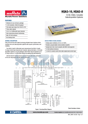 HDAS-8 datasheet - 12-Bit, 50kHz, Complete Data Acquisition Systems