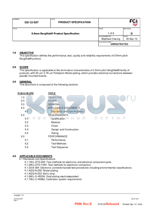 GS-12-547 datasheet - 0.8mm BergStak^ Product Specification