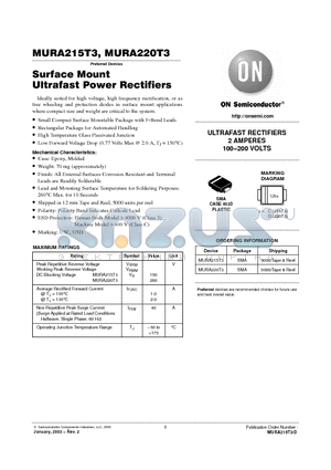 MURA215T3 datasheet - Surface Mount Ultrafast Power Rectifiers