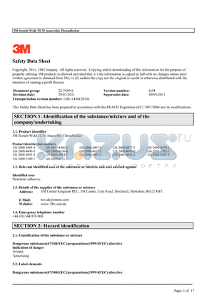 GS-2000-5309-7 datasheet - Identification of the substance/mixture and of the company/undertaking