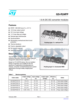 GS-24S0251.8 datasheet - 1.8 A DC-DC converter modules