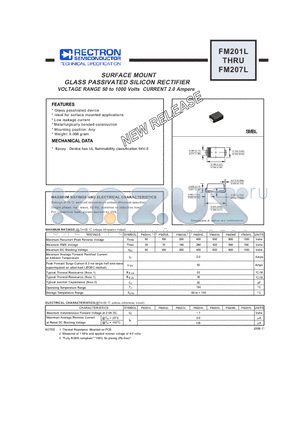 FM202L datasheet - SURFACE MOUNT GLASS PASSIVATED SILICON RECTIFIER VOLTAGE RANGE 50 to 1000 Volts CURRENT 2.0 Ampere