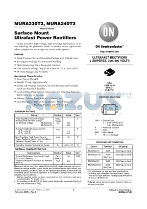 MURA240T3G datasheet - Surface Mount Ultrafast Power Rectifiers