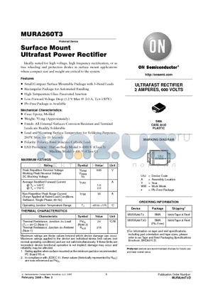 MURA260T3G datasheet - Surface Mount Ultrafast Power Rectifier