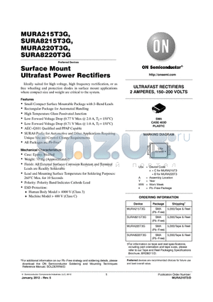 MURA215T3G datasheet - Surface Mount Ultrafast Power Rectifiers